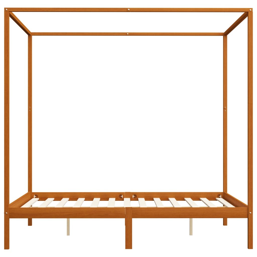 Canopy Bed Frame with 2 Drawers Solid Pine Wood 180x200 cm